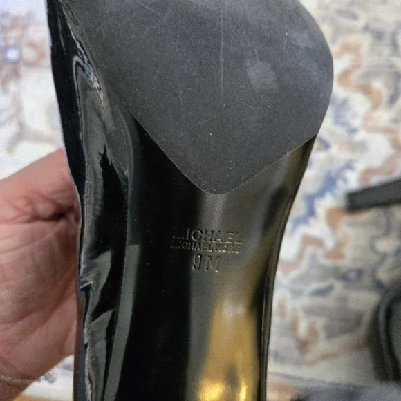 Michael Kors Black Patent Leather Peep-Toe Booties - Picture 5 of 5